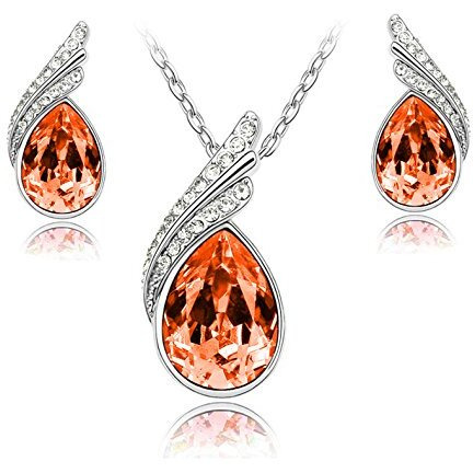 Nakabh Elegant Austrian Crystal Pendant and Earrings Combo For Girls and Women (Style 1)