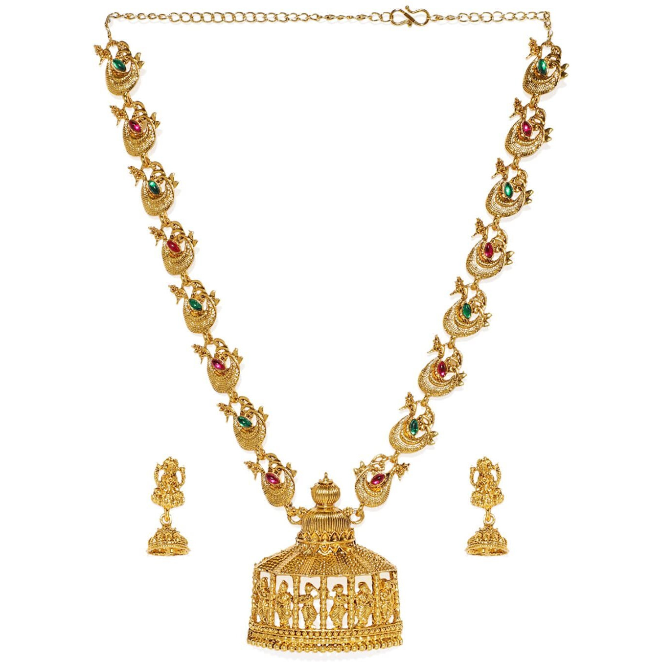 ZAVERI PEARLS Sacred Goddess Temple Necklace Set For Women-ZPFK7690