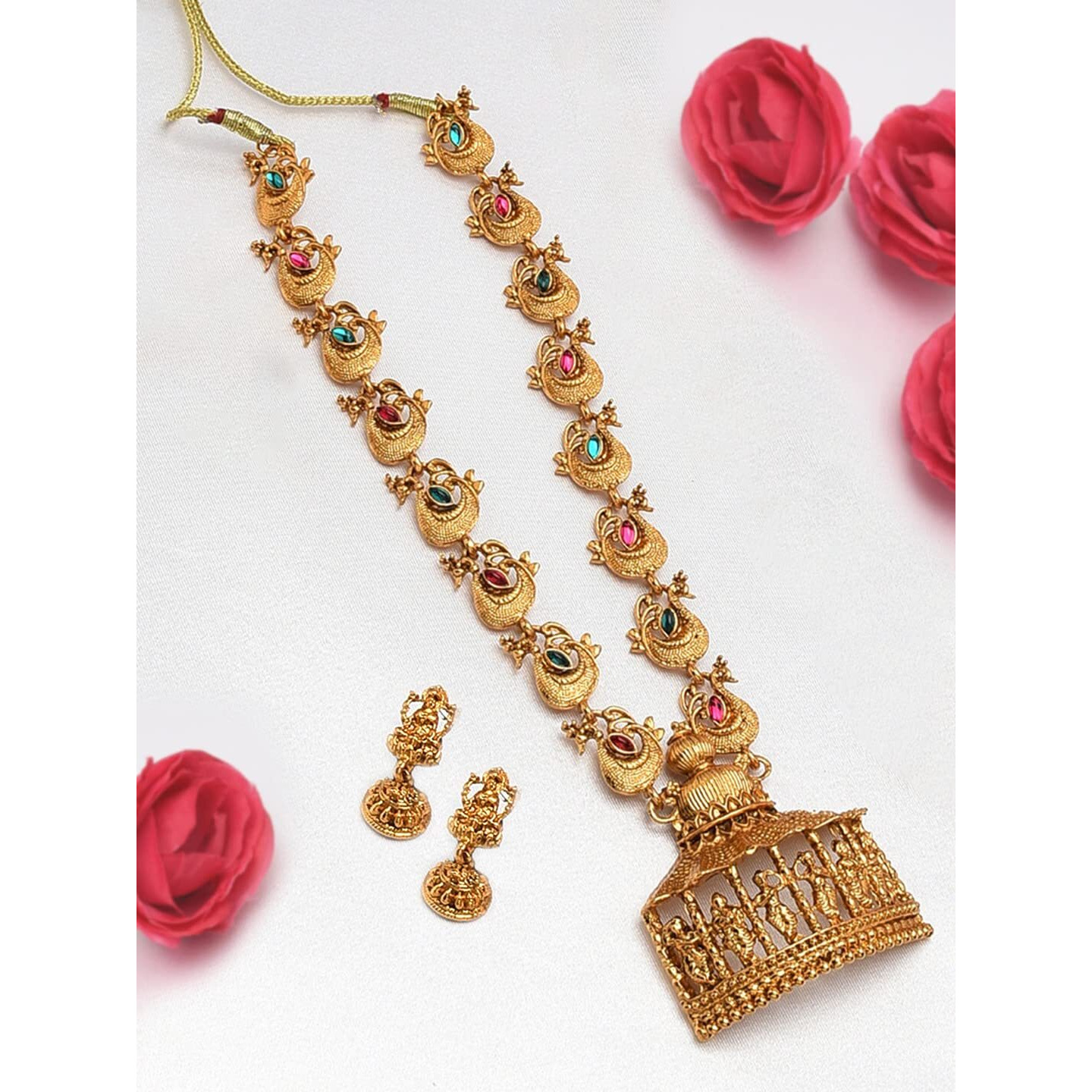 ZAVERI PEARLS Sacred Goddess Temple Necklace Set For Women-ZPFK7690