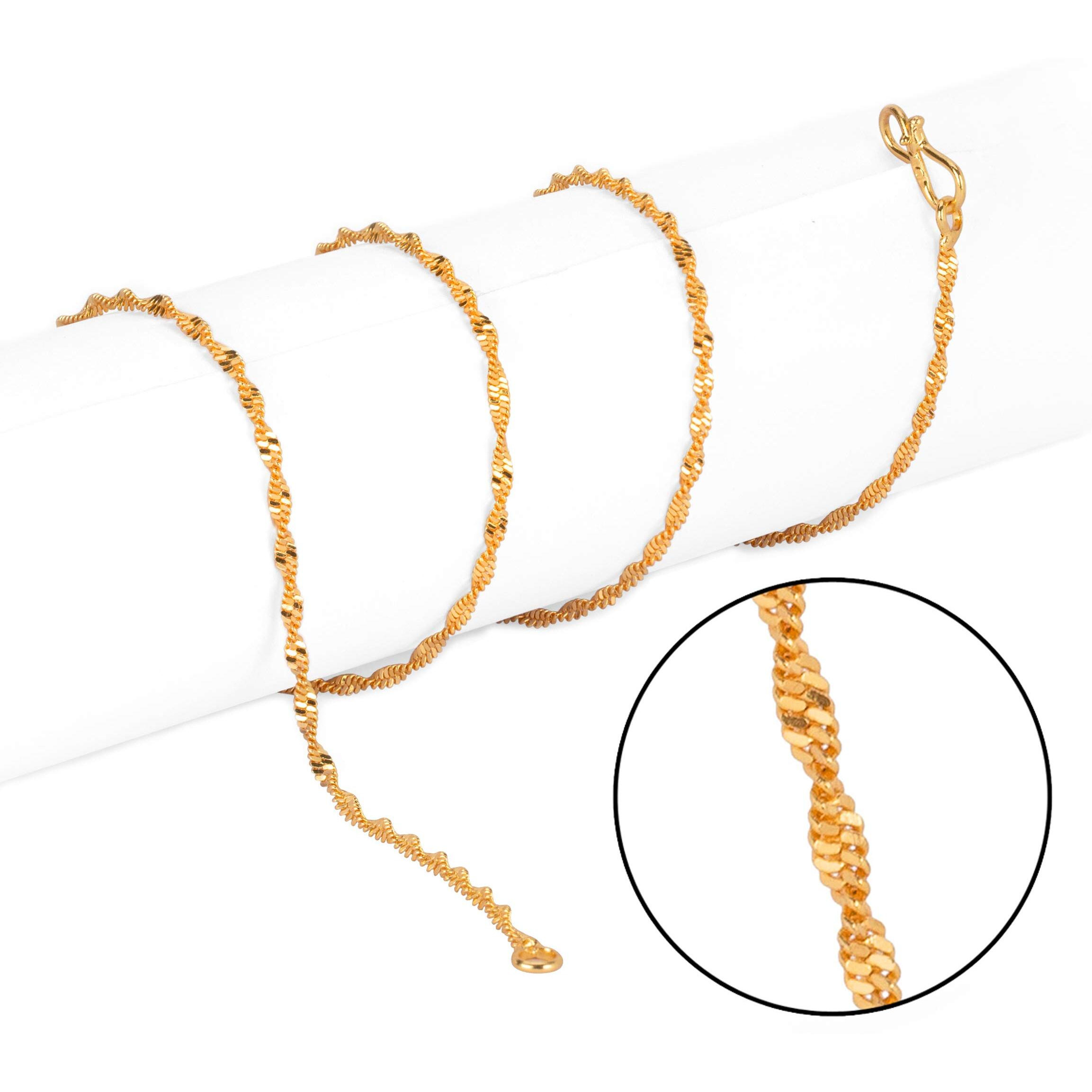 AanyaCentric Pack of 6, 1 Gram Gold Jewellery Chains For Men Chain Boys Accessories Women Antique Fashion Jewelry Girls Necklace