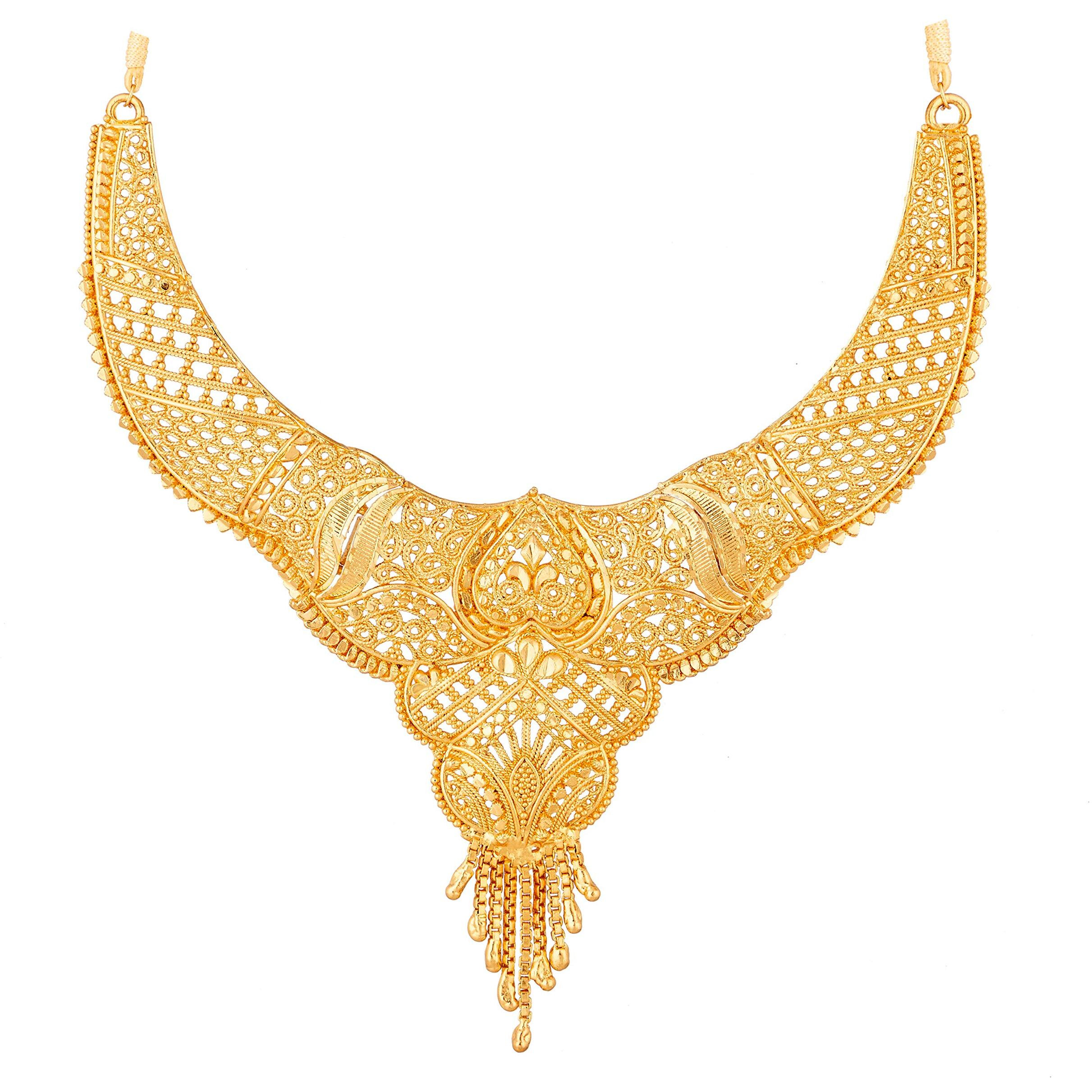 APARA Gold Plated Traditional Earring Necklace One Gram Jewellery Set For Women