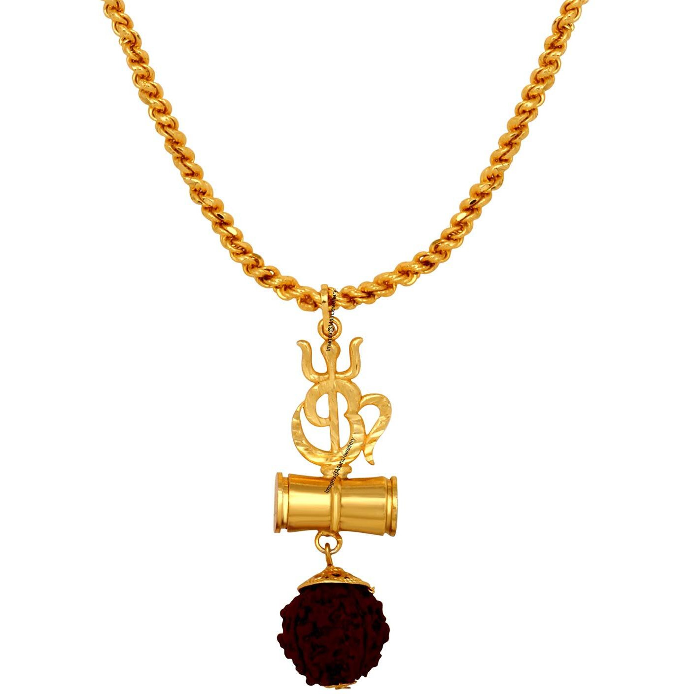 Mahi OM Trishul and Shiva Damru Religious Pendant with 20 Inch Rope Chain for Men and Women PS1101713G