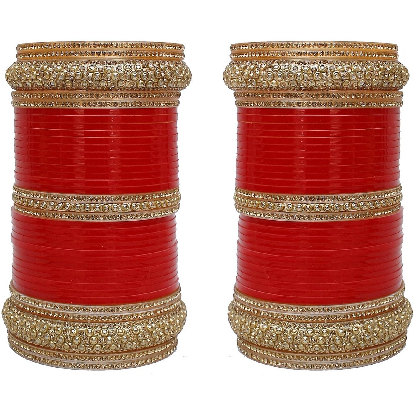 Lucky Jewellery Bridal Bangle Set Red Chuda Acrylic Dulhan Choora Wedding Punjabi Chura For Women (1353-G1C1-SHANAI-R28)