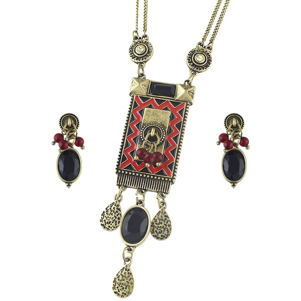 Mehrunnisa Tribal Long Multi Chain Pendant Necklace Set For Women (JWL726)