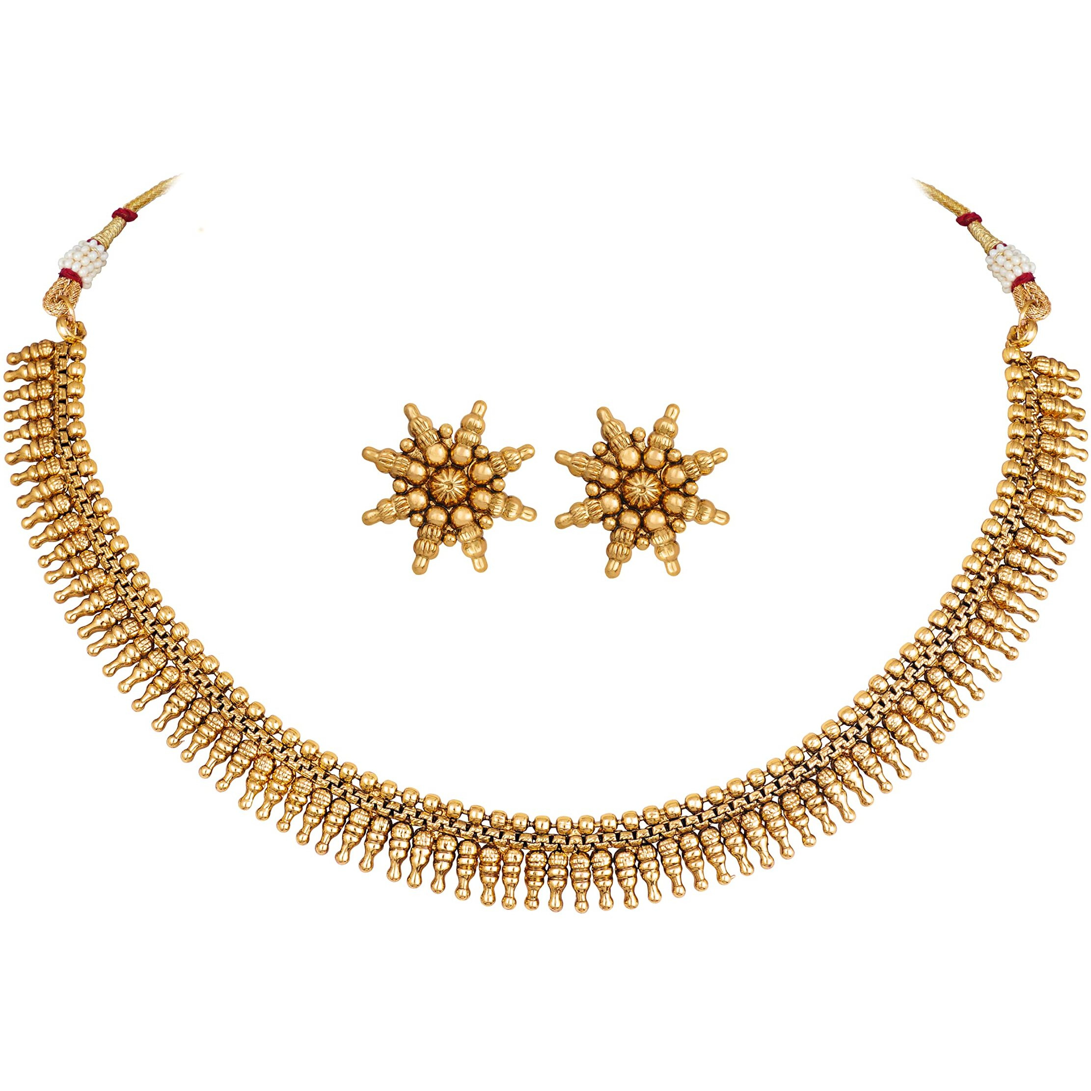 JFL - Jewellery for Less Traditional Gold Plated Divine Sun Rays Necklace Set with Earrings for Women.,Valentine