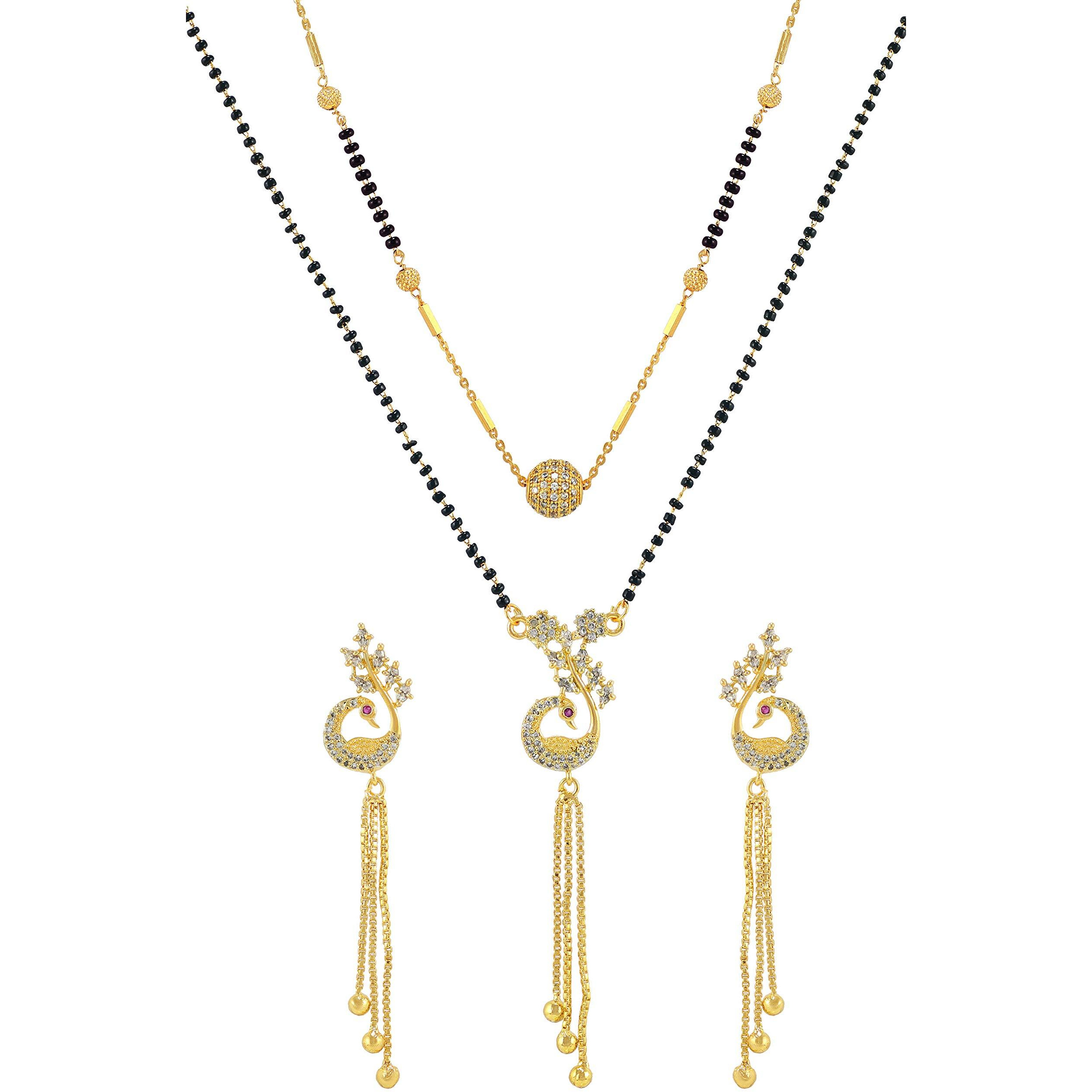 CHARMS Combo Collection of Gold Plated Necklace Set & Mangalsutra for Women/Girls