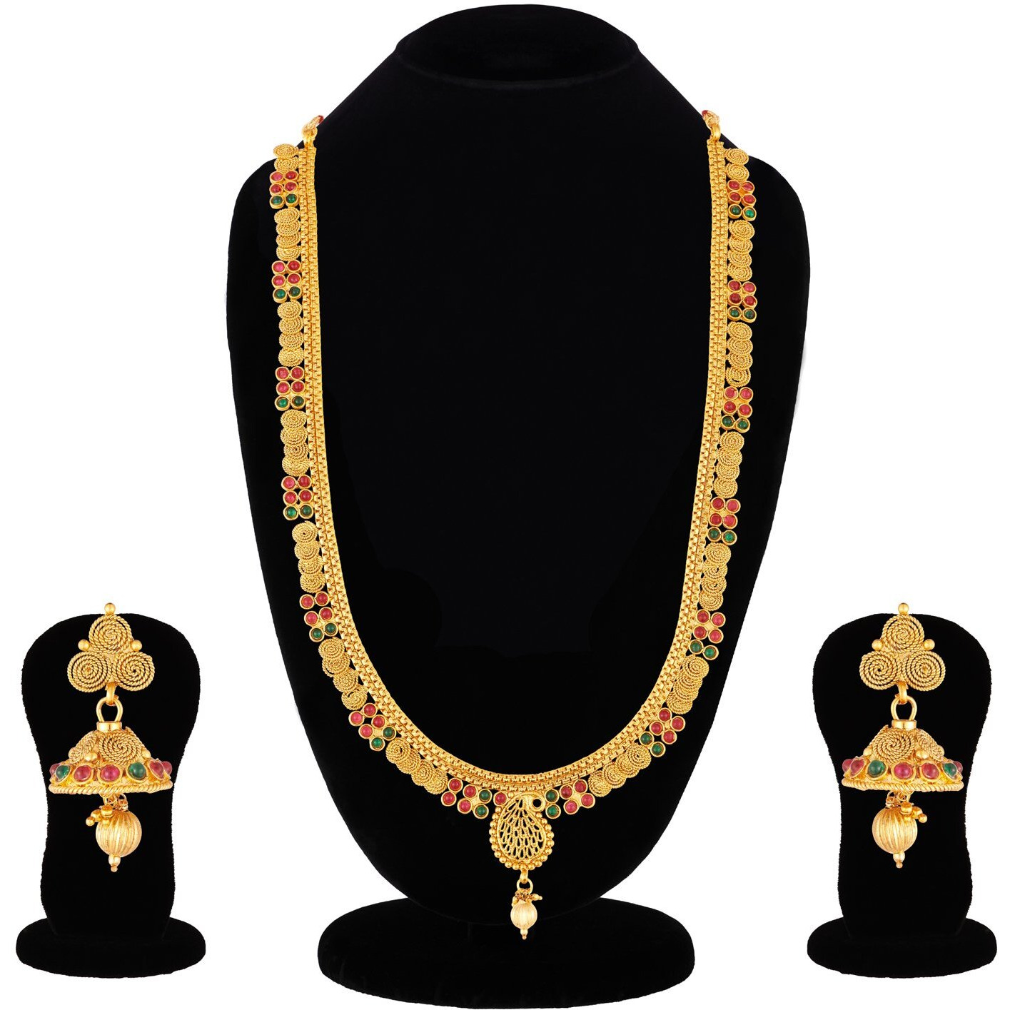 APARA Copper Jalebi South Long Necklace Set Jewellery For Women