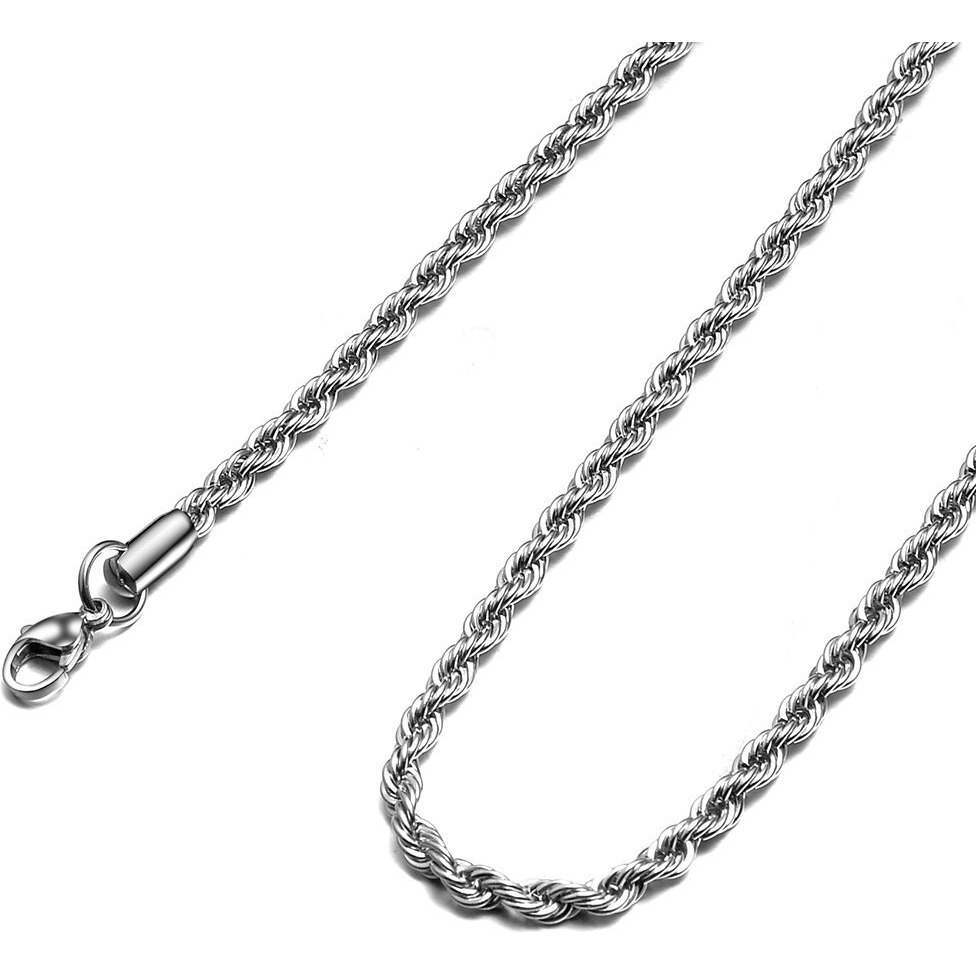 HolyFast 2-5mm Twist Chain Necklace Stainless Steel Necklace 16-36 Inches Men Women Jewellery