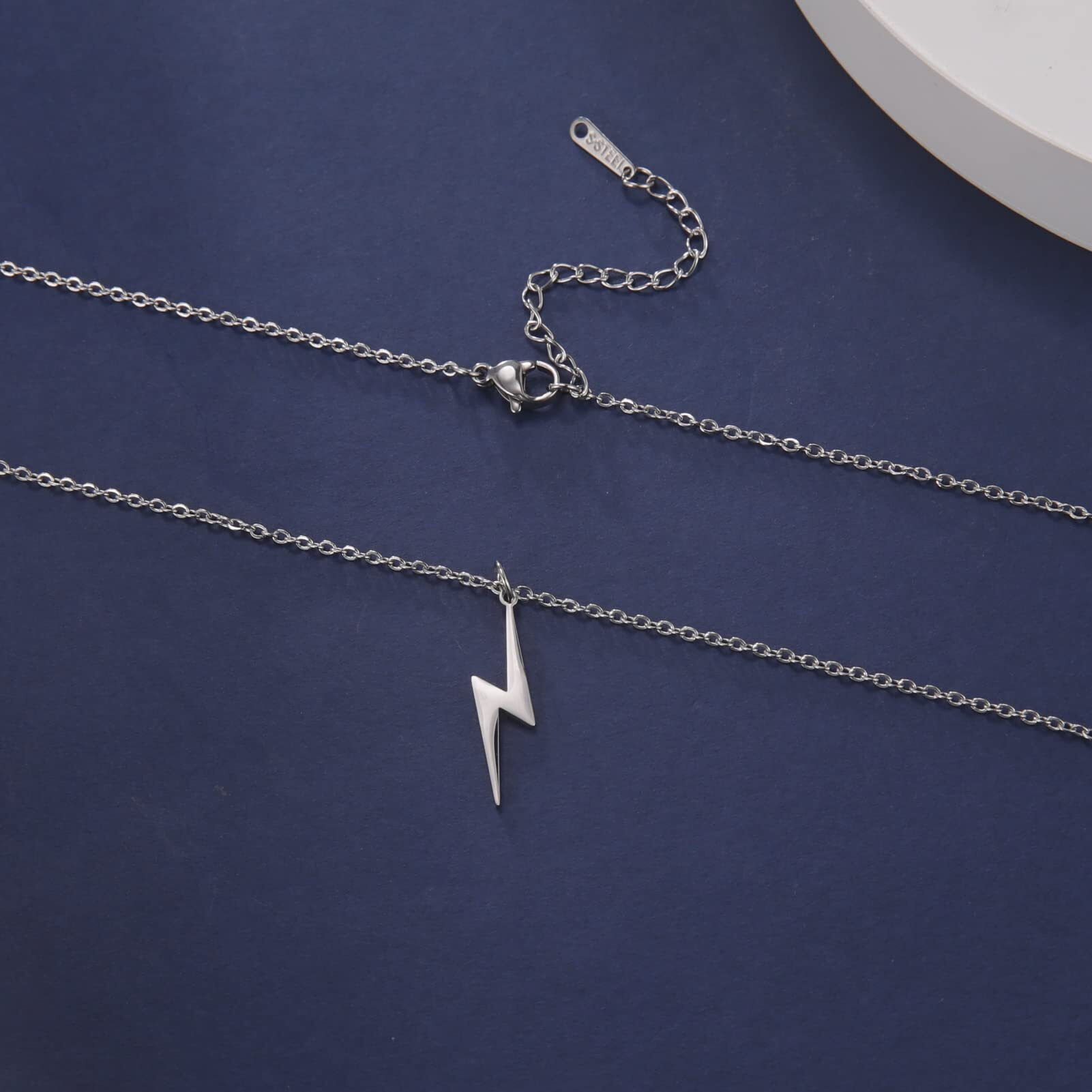 Amaxer Lightning Bolt Necklace Thunder Minimalist Pendant Thunder Pendant Chain Unisex Jewelry Charm Inspirational Gift For Unisex Adult