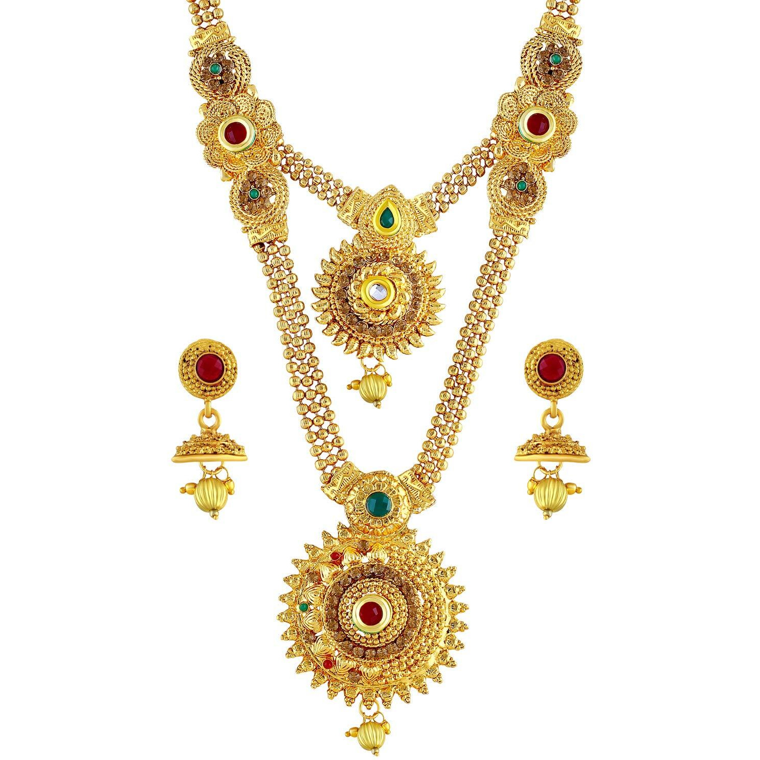 ASMITTA Traditional Jalebi Design Gold Plated Set of 3 Matinee Necklace Set for Women