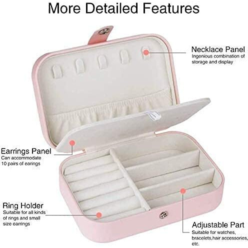 KeepCart Girls and Women PU Leather Box Organizer for Earring, Rings, Necklace and Jewelry (Pink)