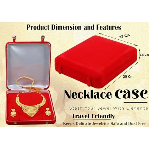 atorakushon Velvet Jewelry Box Necklace Box Ring Earring Pendant Half Set Box Wedding organizer (Red)