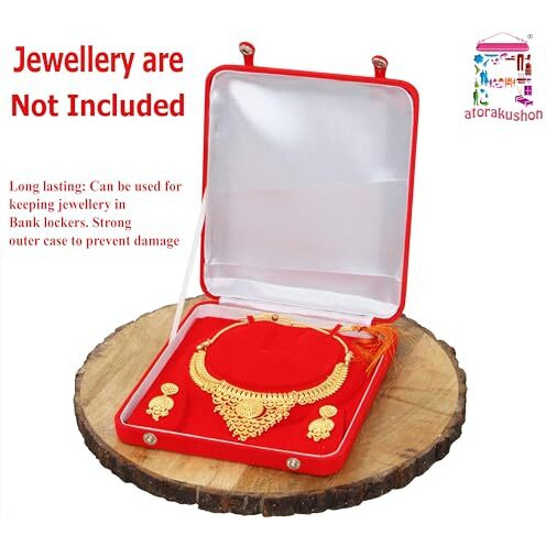 atorakushon Velvet Jewelry Box Necklace Box Ring Earring Pendant Half Set Box Wedding organizer (Red)