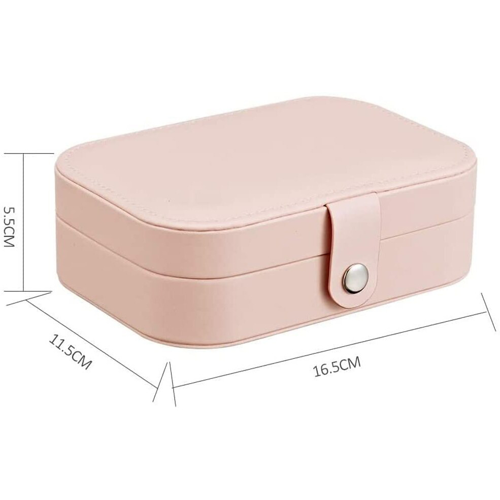 BROGBUS PU Leather Portable Travel Jewellery Storage Box Organiser Case with Rings, Earrings, Necklace Slots (Pink)