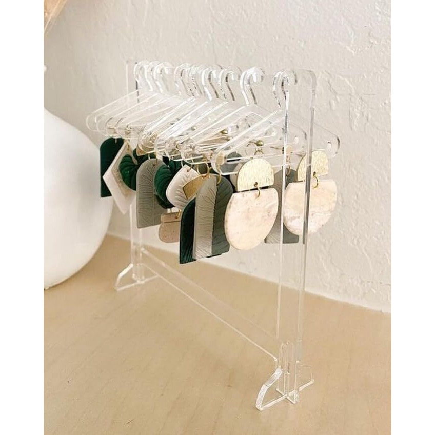 BRODLOG Acrylic Earring Holder Set(1 Earring Display Stand With 8 Hangers) Jewellery Organizer Jewellery Organizer (Transparent)