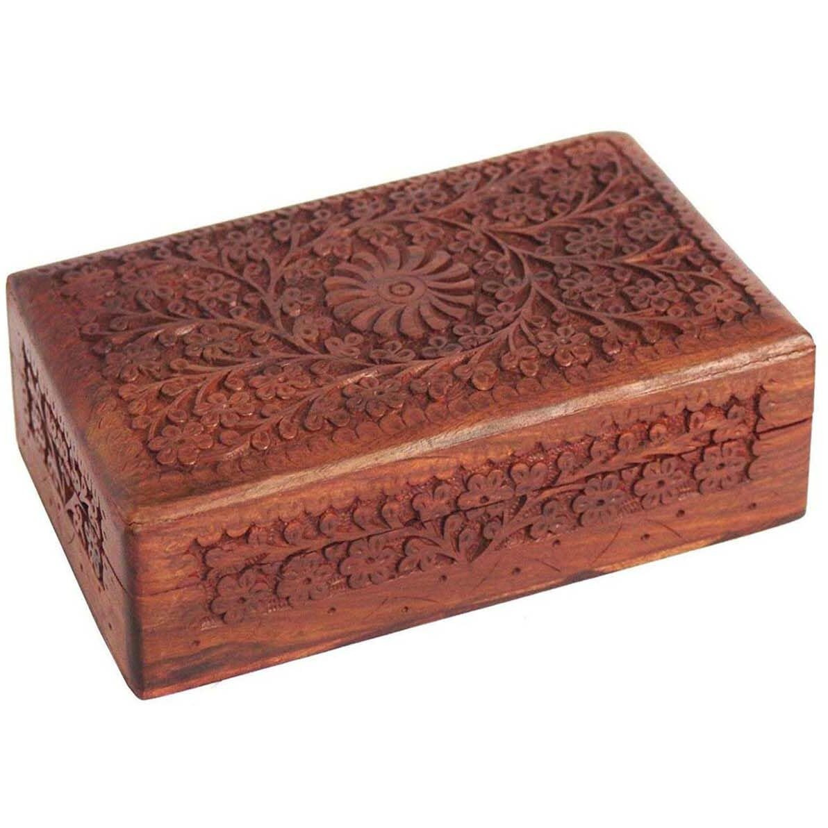 ZYNTIX Wooden Jewellery Box for Women, Jewel Organizer Hand Carved with Intricate Full kashmiri wooden jewellery box, Wood Jewel Organizer, Jewelry box for woman Gift (8 X 5 Inch)