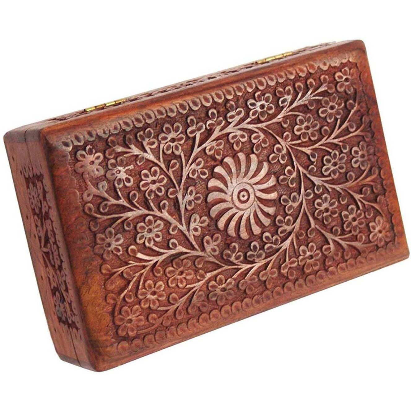 ZYNTIX Wooden Jewellery Box for Women, Jewel Organizer Hand Carved with Intricate Full kashmiri wooden jewellery box, Wood Jewel Organizer, Jewelry box for woman Gift (8 X 5 Inch)