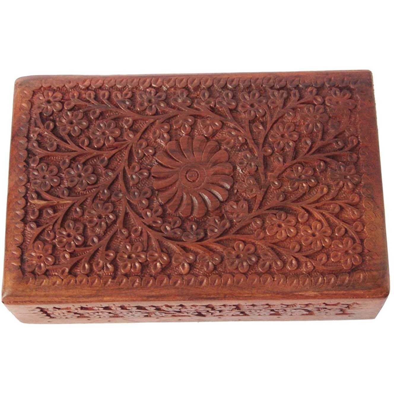 ZYNTIX Wooden Jewellery Box for Women, Jewel Organizer Hand Carved with Intricate Full kashmiri wooden jewellery box, Wood Jewel Organizer, Jewelry box for woman Gift (8 X 5 Inch)