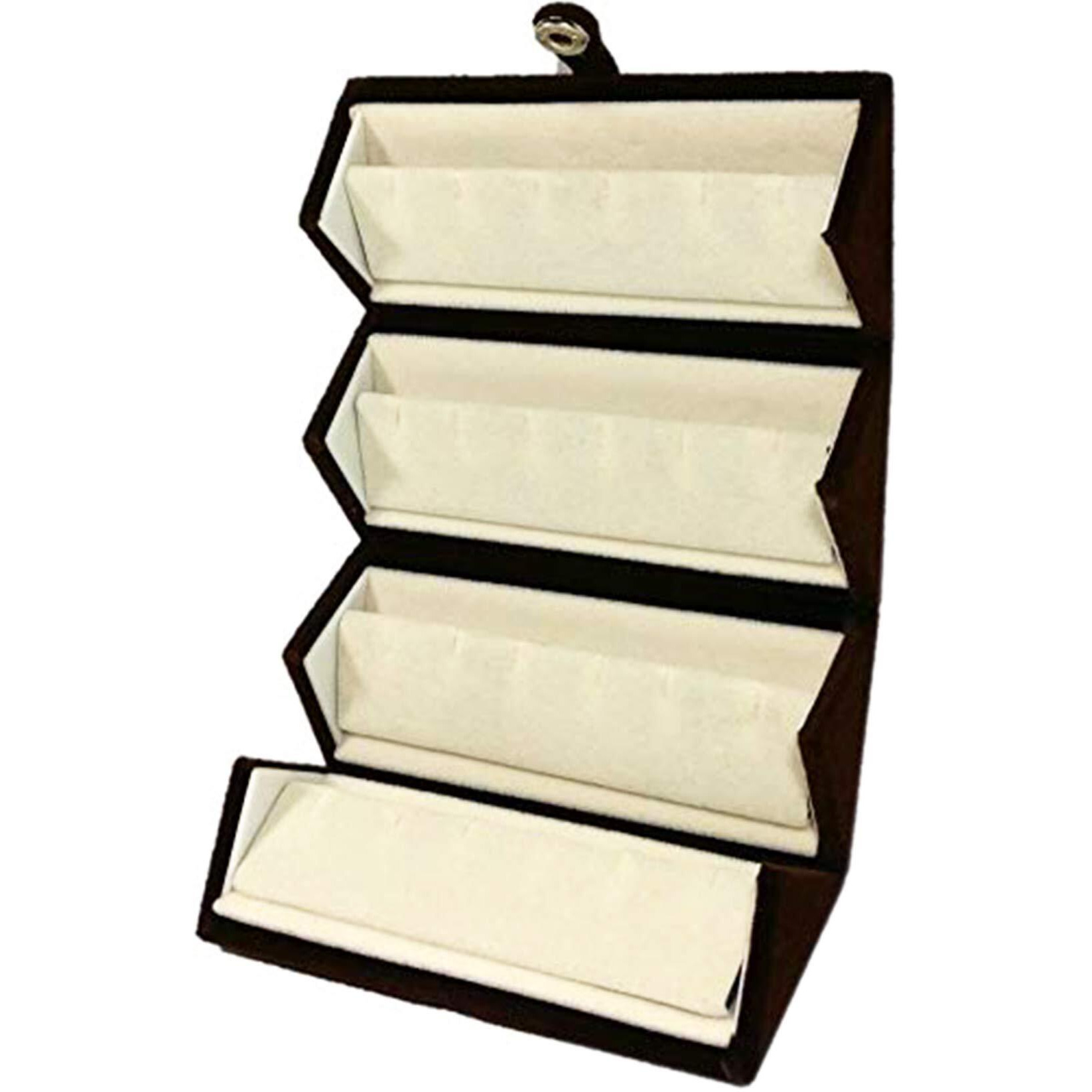 atorakushon Velvet 12 Pair Earrings Organizer Jewellery Storage Box For Women Pack of 3 Cream