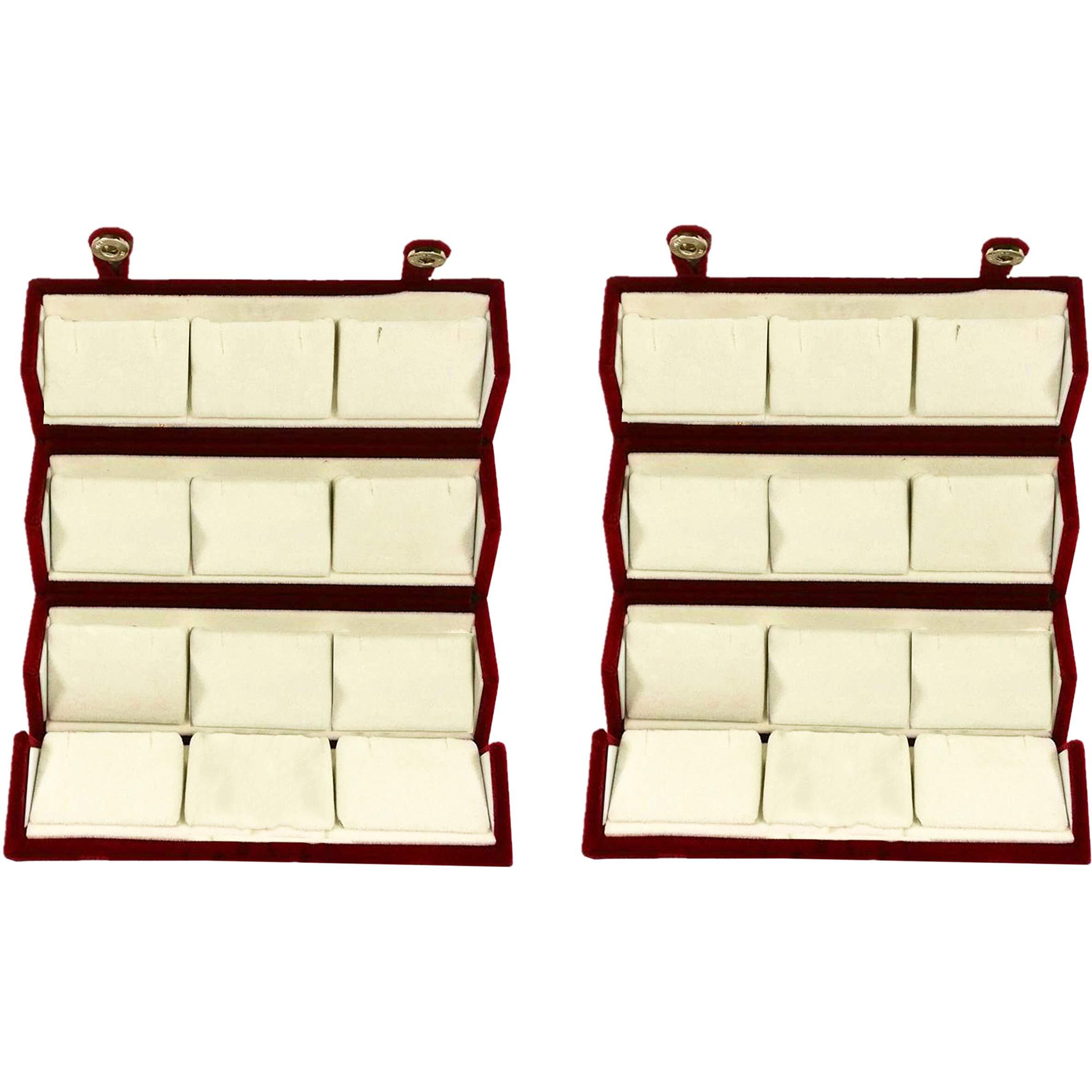 atorakushon Velvet 12 Pair Earrings Organizer Jewellery Box For Women and Girls Pack of 2