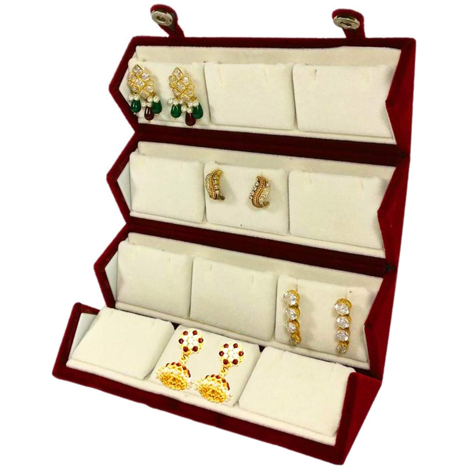 atorakushon Velvet 12 Pair Earrings Organizer Jewellery Box For Women and Girls Pack of 2