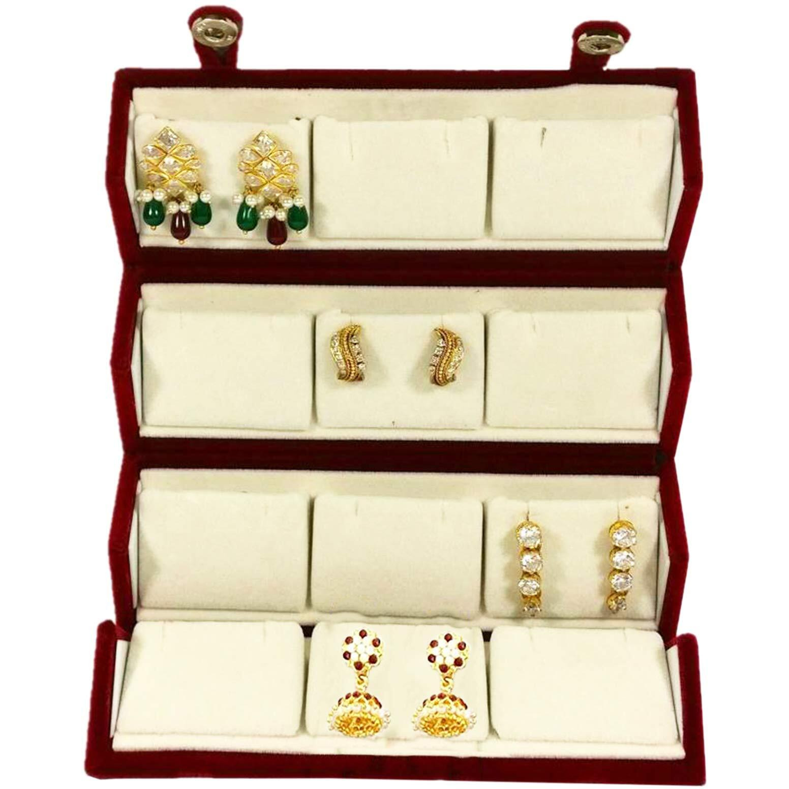 atorakushon Velvet 12 Pair Earrings Organizer Jewellery Box For Women and Girls Pack of 2