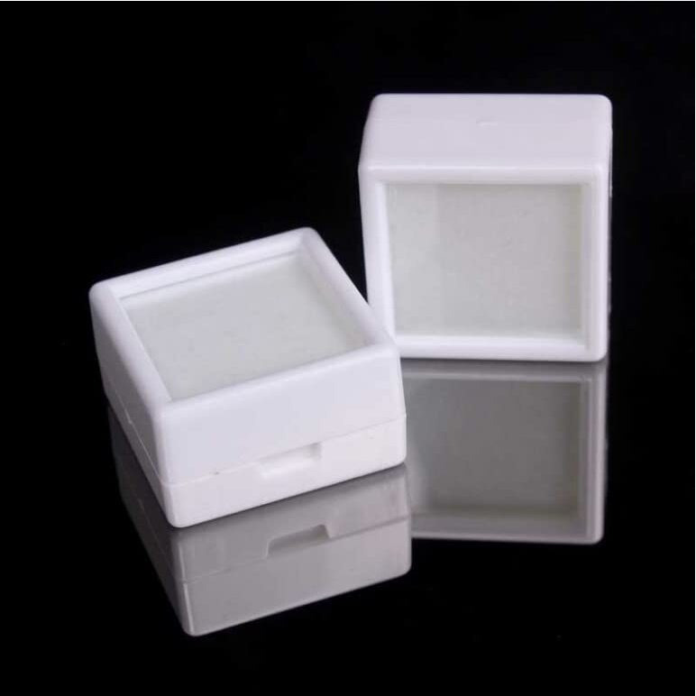 Ssanvi Gemstone Box Jewelry Box For Display Gem Stone & Diamond Stone Display Coin storage and Display Box Top Glass (Size - 3 x 3 Cm White) (500)