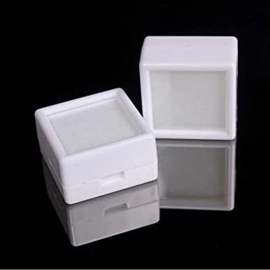 Ssanvi Gemstone Box Jewelry Box For Display Gem Stone & Diamond Stone Display Coin storage and Display Box Top Glass ( Size - 3 x 3 Cm White ) (300)