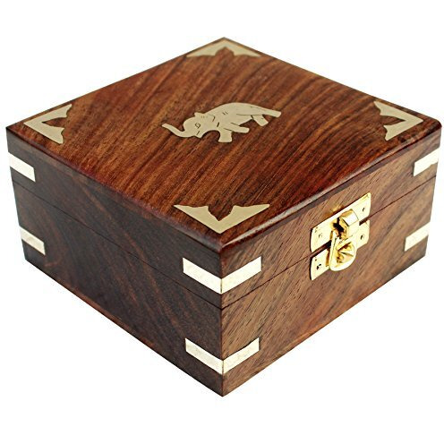 GIFTOS365 Handmade Wooden Jewellery Box for Women Jewel Organizer Hand Carved Elephant Decor Gift Items