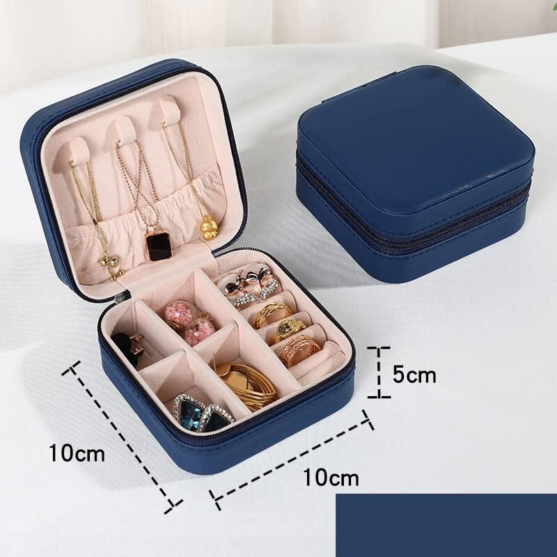 AUGEN Poratble Mini PU Leather Small Jewelry Box, Travel Portable Jewelry Case for Ring, Pendant, Earring, Necklace, Bracelet Organizer Storage Holder Boxes - C13