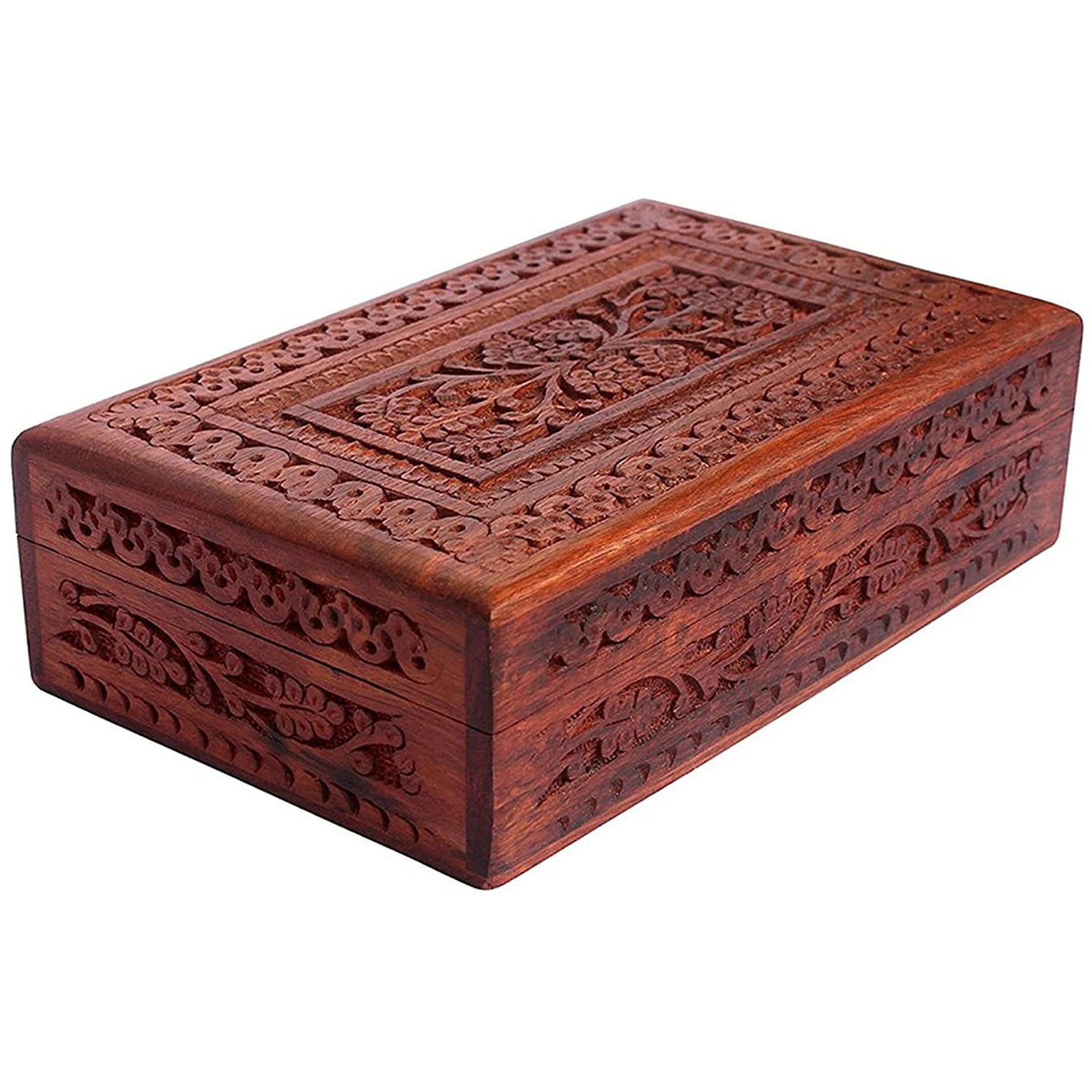 ZYNTIX Wooden Carvings Jewellery Box | Handmade Decorative Case Kit | storage boxes | big box | jewellery box organisers | Vanity Organiser for Women, jewellery box for girls (10 x 6 inch)