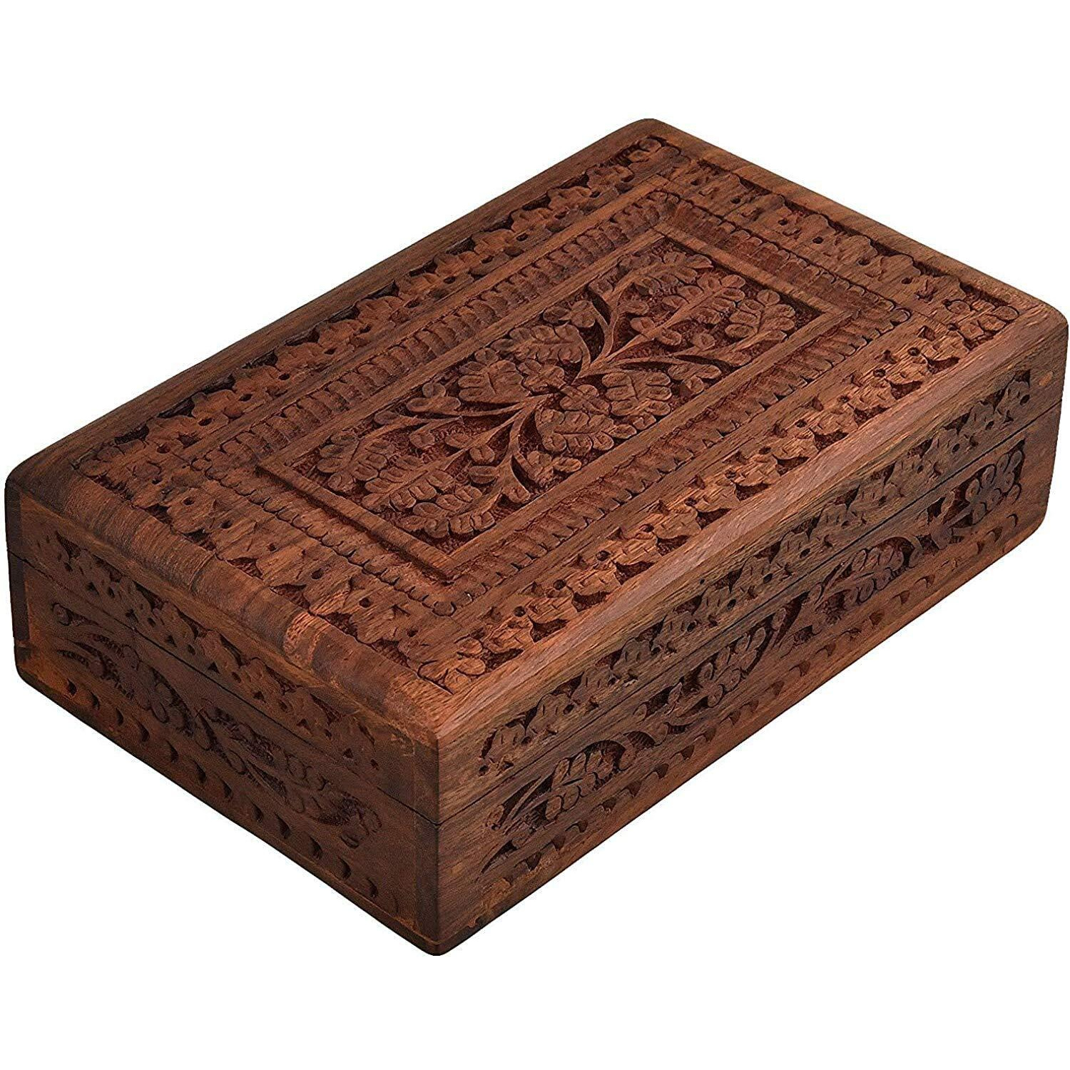 ZYNTIX Wooden Carvings Jewellery Box | Handmade Decorative Case Kit | storage boxes | big box | jewellery box organisers | Vanity Organiser for Women, jewellery box for girls (10 x 6 inch)