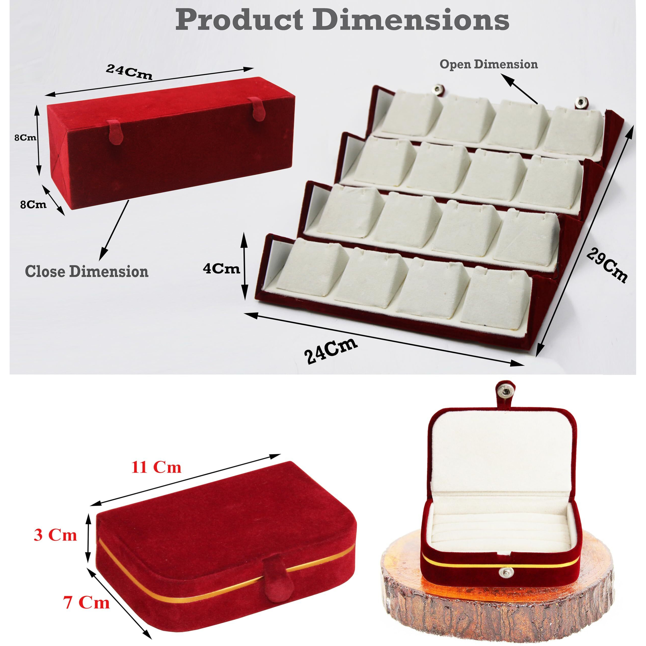 LUCES Cream Velvet Folding jewellery Vanity Box Make-Up pouch Multipurpose 16 pair Earrings With Free Ring Box Organizer