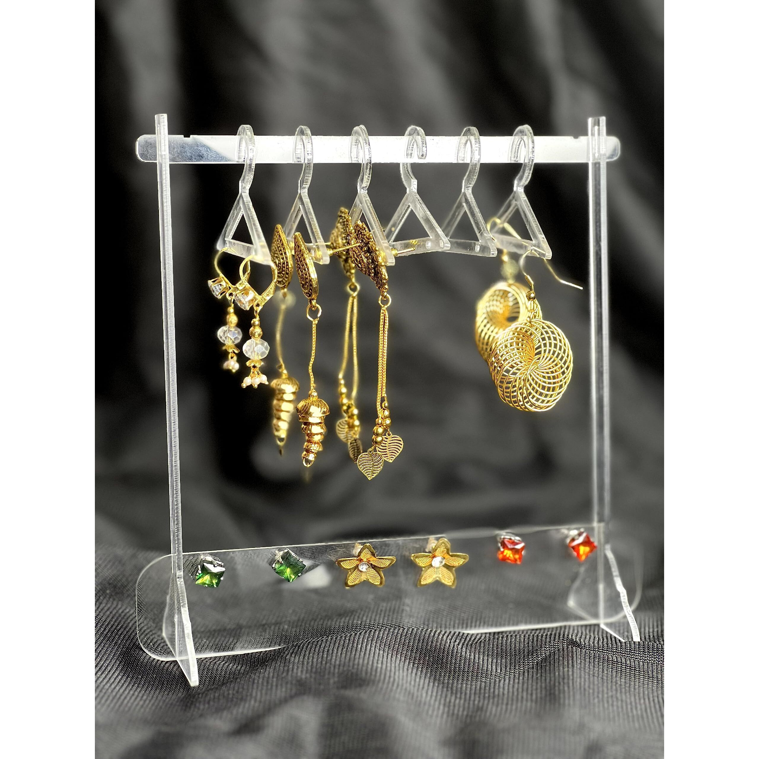 BRODLOG Acrylic Earring Holder Set(1 Earring Display Stand With 8 Hangers) Jewellery Organizer With 12 Holes For Stud Storage Display