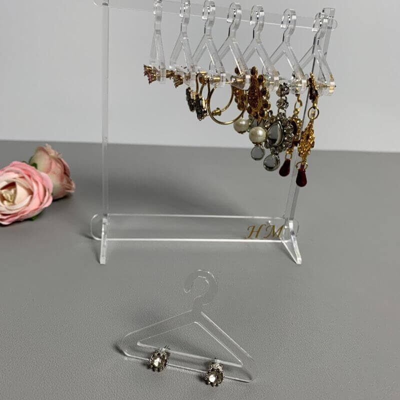 BRODLOG Acrylic Earring Holder Set(1 Earring Display Stand With 8 Hangers) Jewellery Organizer With 12 Holes For Stud Storage Display