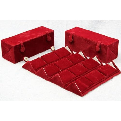 atorakushon Velvet 12 Pair Earring Folder Jewelry Box Necklace Chain Box Ring Travelling Wedding organizer (Maroon)