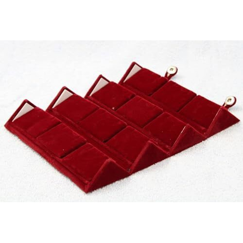 atorakushon Velvet 12 Pair Earring Folder Jewelry Box Necklace Chain Box Ring Travelling Wedding organizer (Maroon)