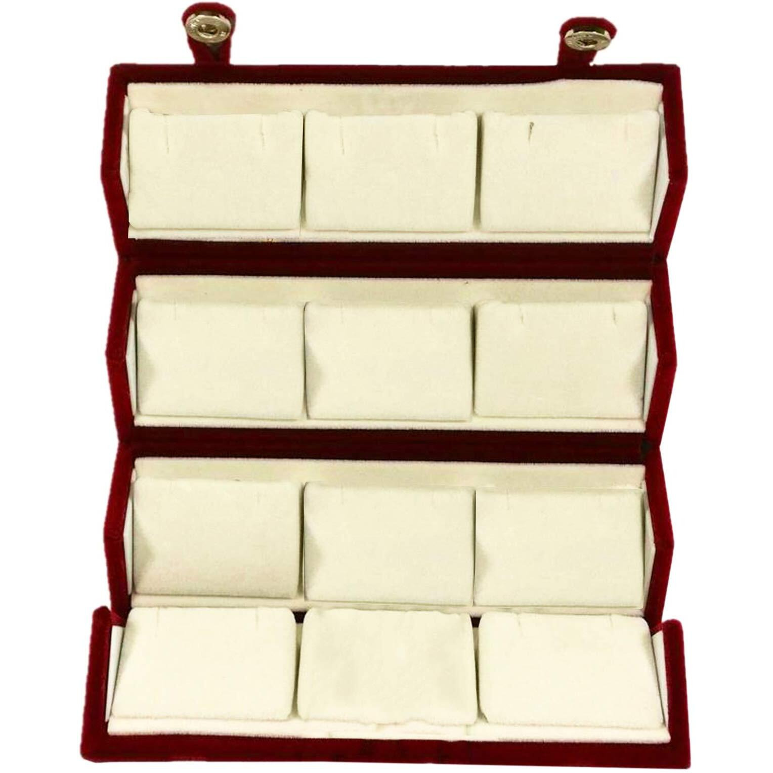 atorakushon Velvet 12 Pair Earrings Organizer Jewellery Box For Women and Girls Pack of 1 Maroon