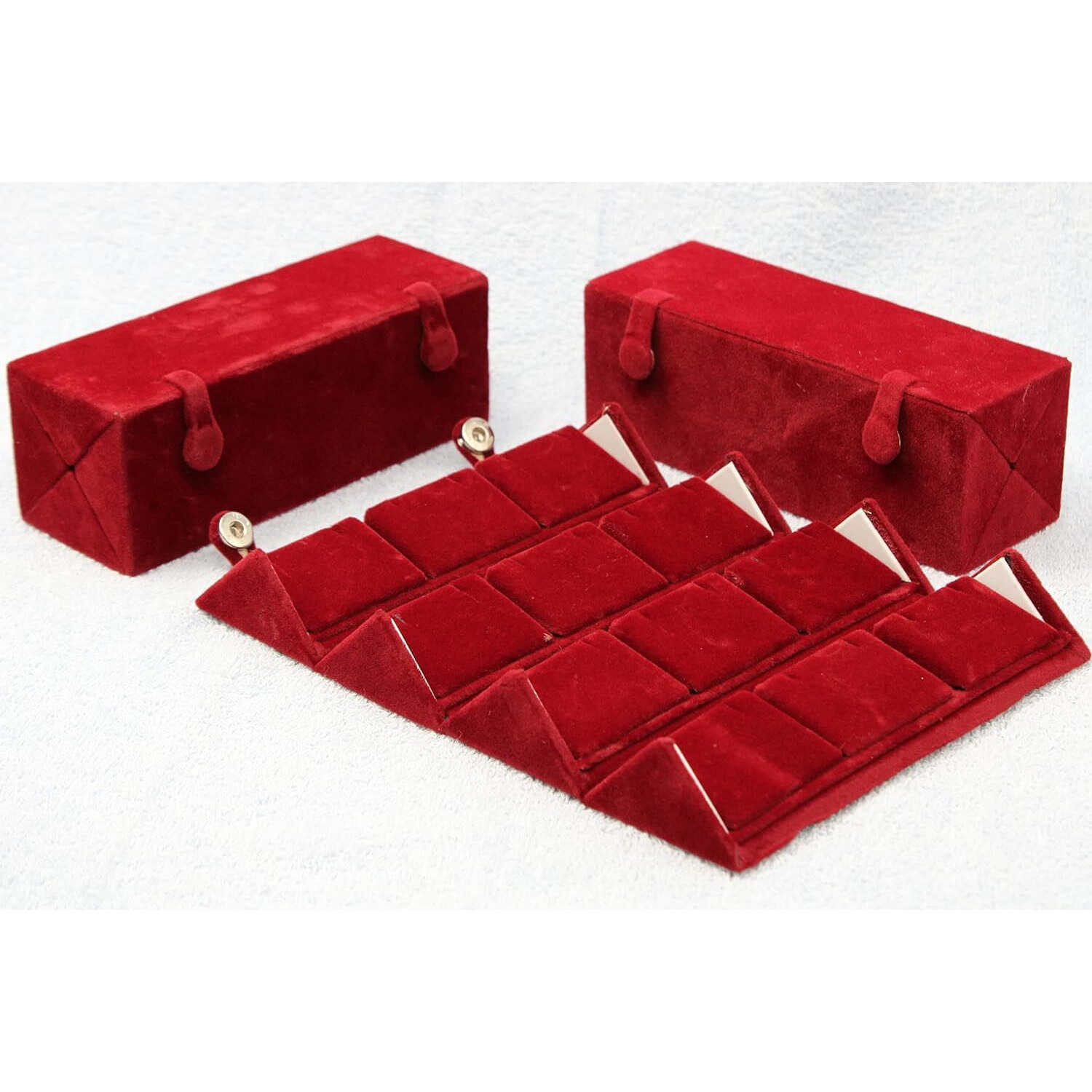 atorakushon Velvet Maroon 12 Pair Earring Jewellery Storage Box Travelling Organizer For Women Pack of 4