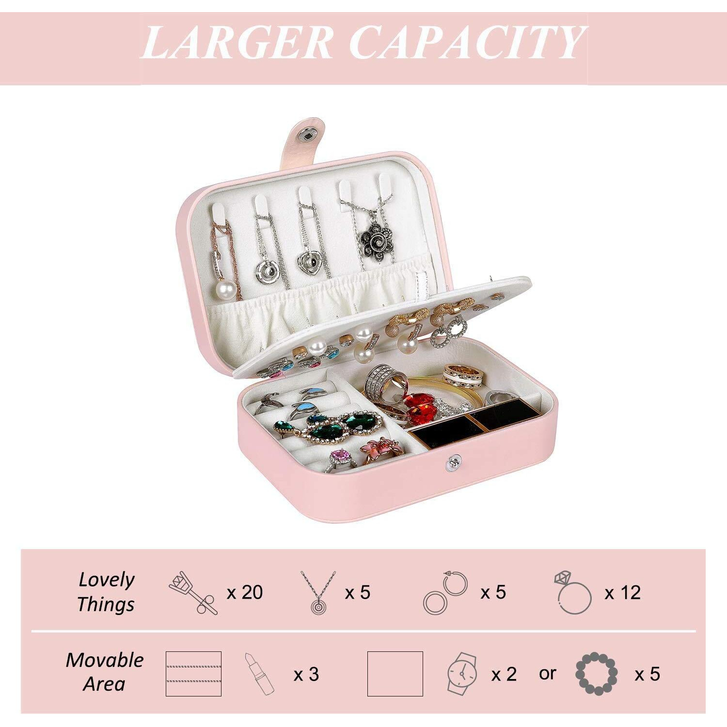 HSR Jewelry Box for Women Travel Jewelry Organizer for Necklace Earring Rings Jewelry Holder Case, Best Gifts for Girls Women