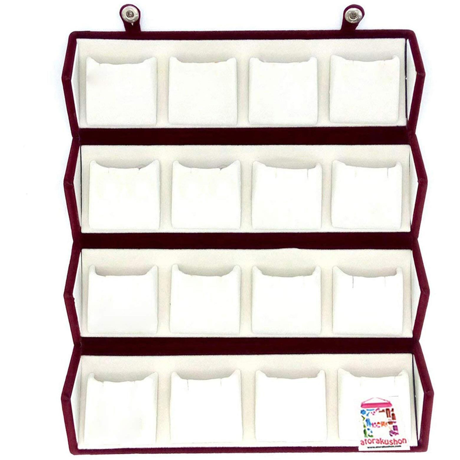 atorakushon Womens Velvet 16 Pair Earrings Organizer Jewellery Box (Maroon)