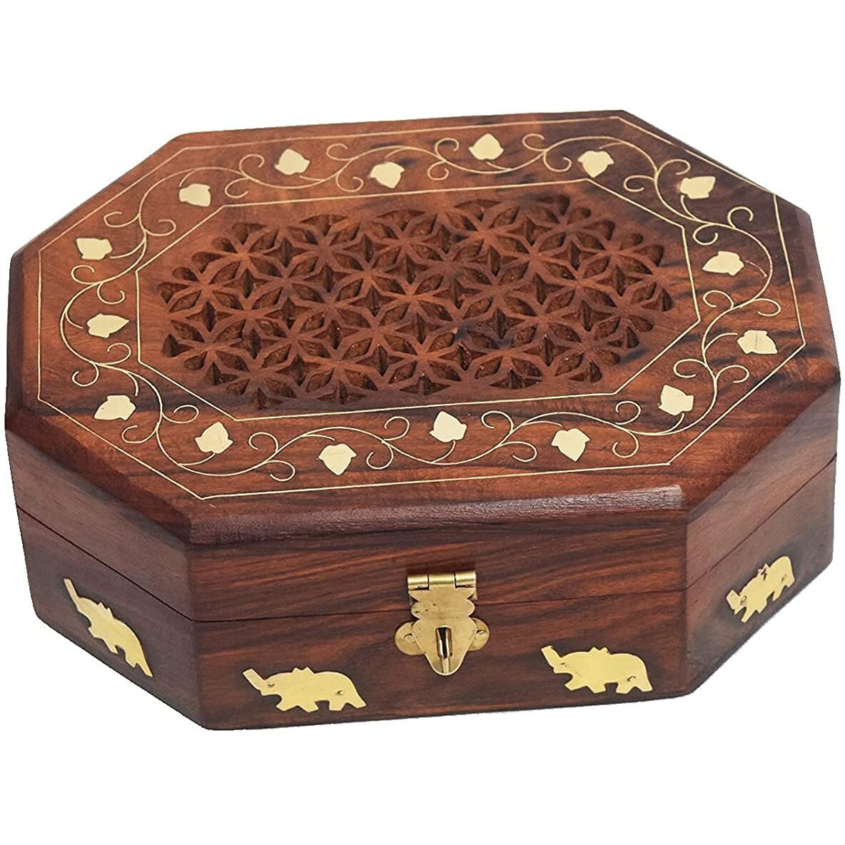 CRAFTCASTLE Handmade Wooden & Brass inlay Jewellery Box for Women Jewel Organizer & Storage box (6x4 inches)