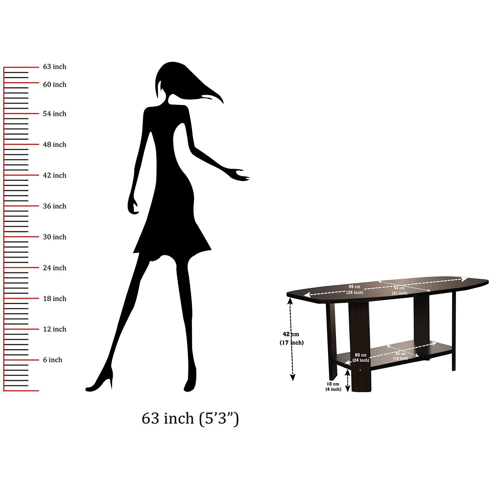 DeckUp Dusun Engineered Wood Coffee Table (Dark Wenge, Matte Finish)