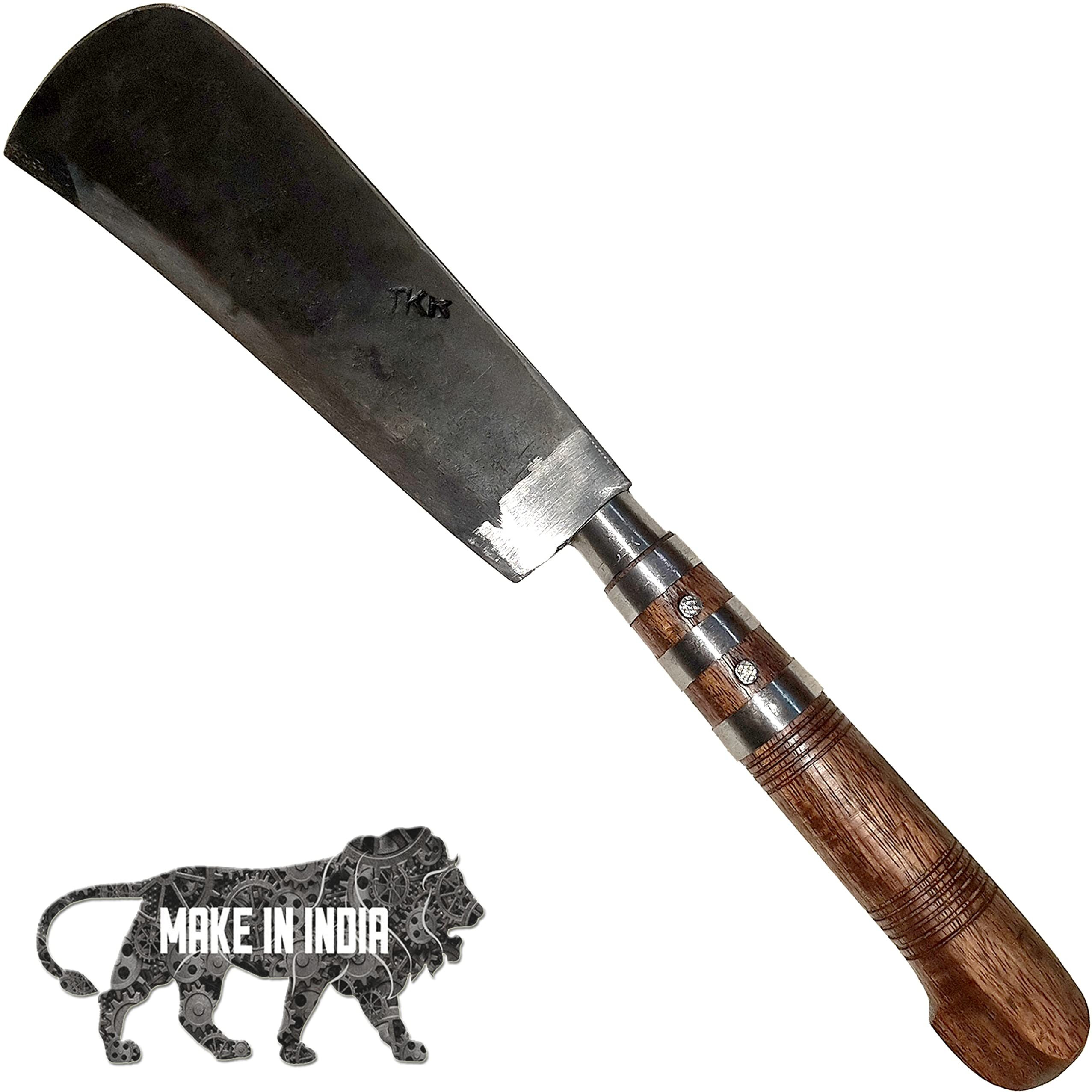 AMINUS Brand Handmade Multi Purpose Heavy Size High Tempered Steel Traditional Kitchen Knife (8 Inch Blade) Wooden Handle Kerala Ponnanni Nadan Vettu Kathi