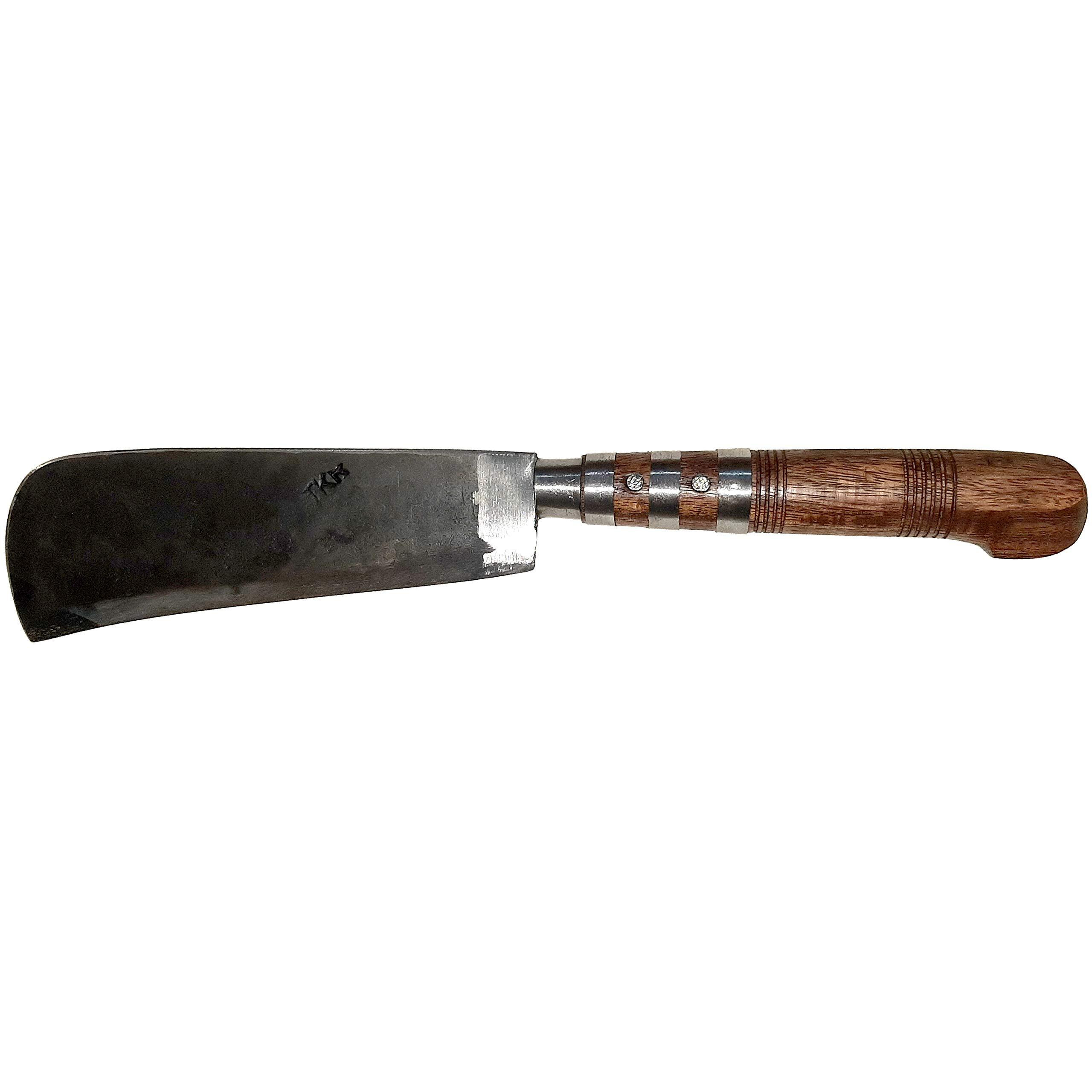 AMINUS Brand Handmade Multi Purpose Heavy Size High Tempered Steel Traditional Kitchen Knife (8 Inch Blade) Wooden Handle Kerala Ponnanni Nadan Vettu Kathi