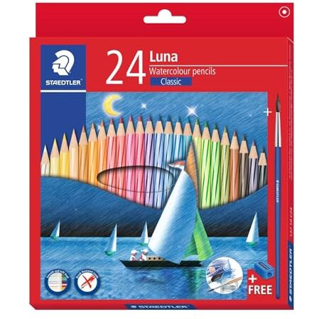 Staedtler Luna Watercolor Pencils, Aqua, 24 Pieces