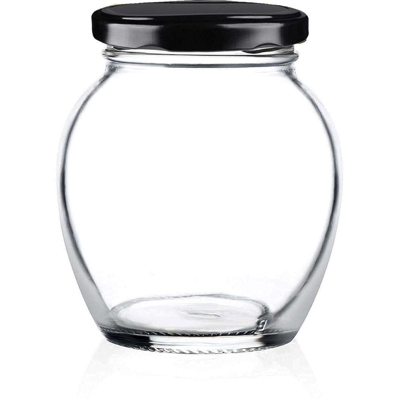 JIGSHTIAL Glass Jar and Container Set For kitchen Food Spices Masala Storage -400ml, Pack of 6, Airtight, Black Lid, Transparent