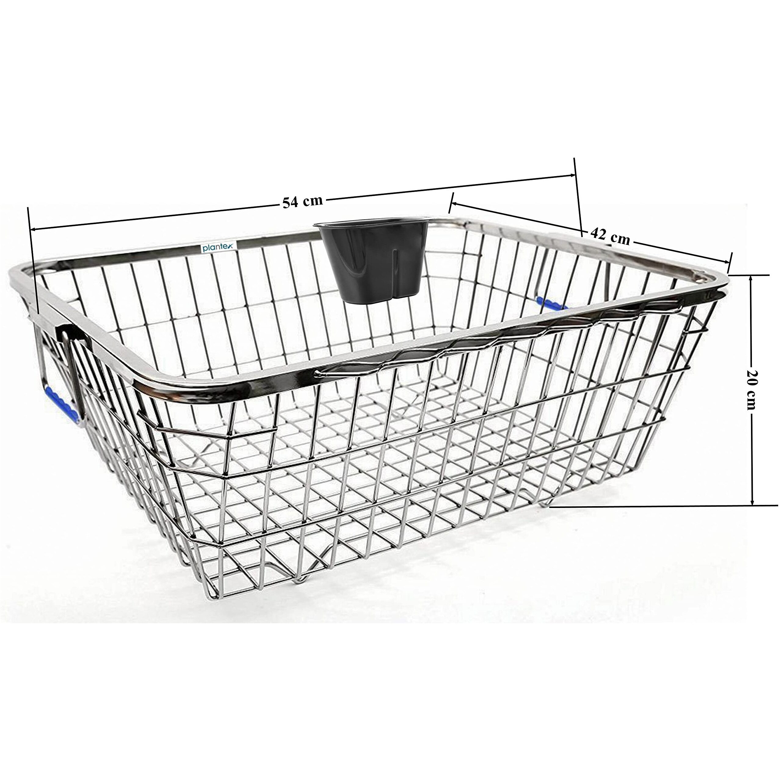 Plantex Heavy-Duty Stainless-Steel Dish Drainer Basket for Kitchen Utensils/Dish Drying Rack/Plate Stand/Bartan Basket (Size-54x42x20cm)