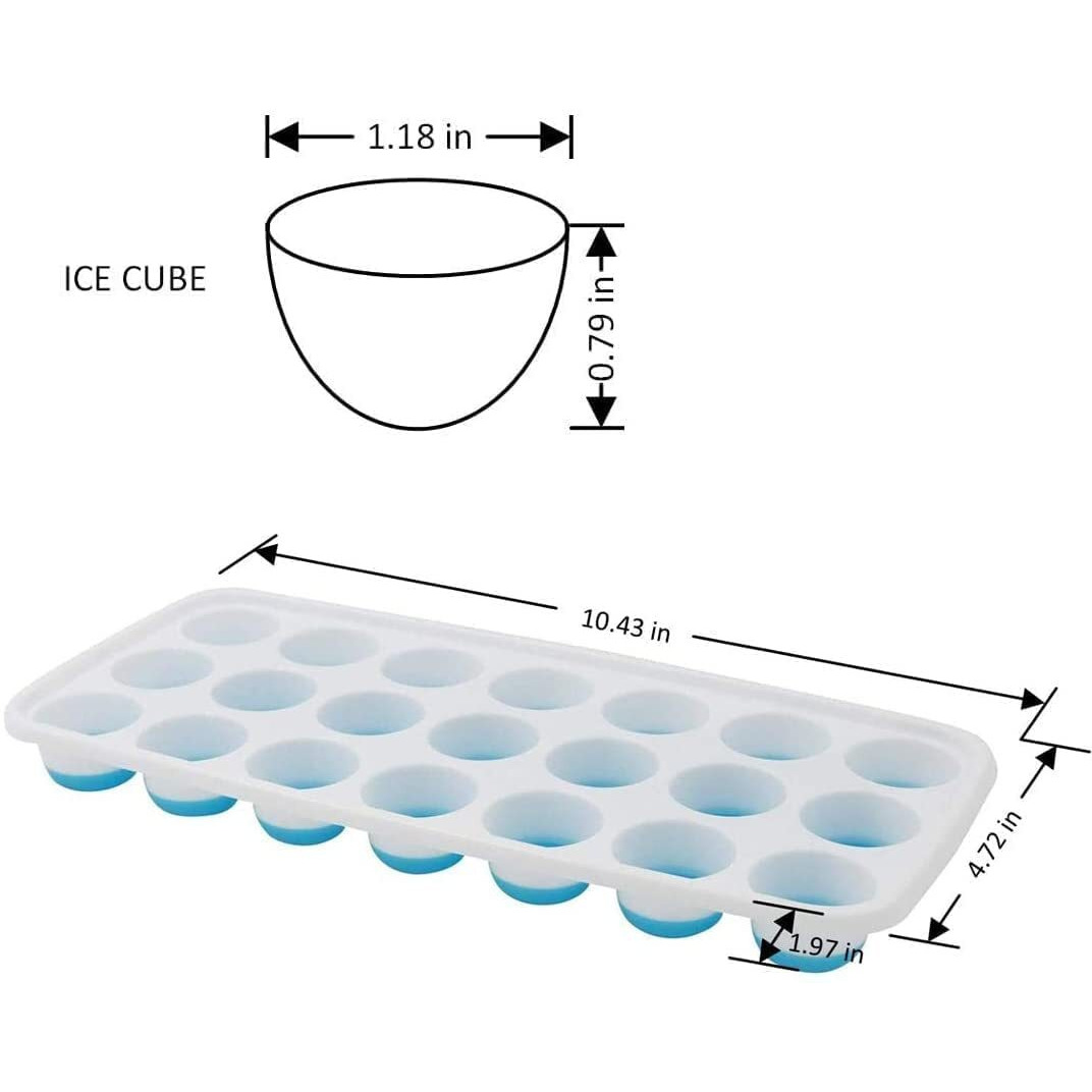 COFIEX 1pcs 21 Cavity Pop Up Ice Cube Trays with Lid - Easy Release, Flexible Silicone Bottom - Stackable, BPA Free, Food Grade - for Convenient Freezer Ice Making (1)