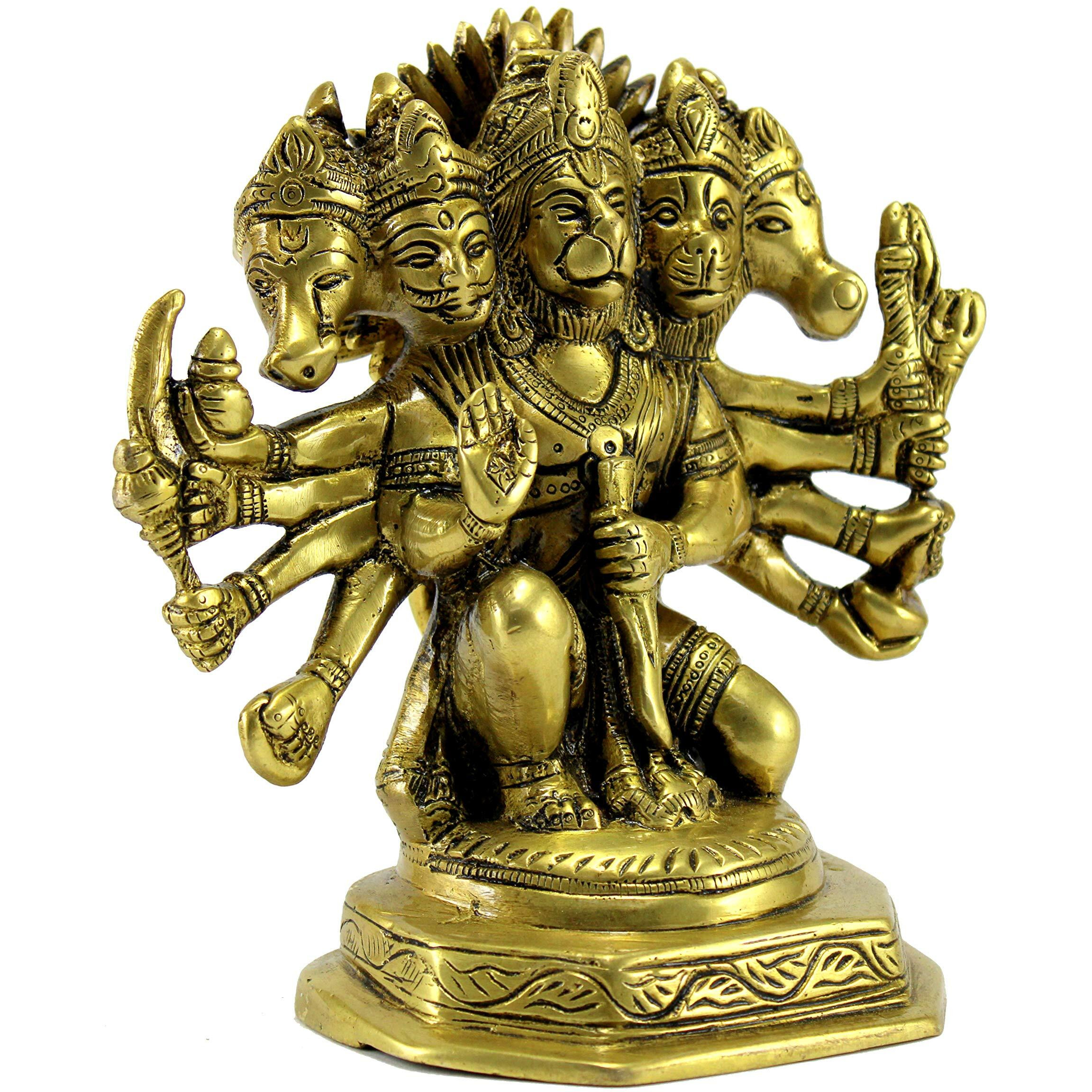 ESPLANADE Brass Panchmukhi Hanuman Anjaneya Pavan Putra Bajrangbali Idol Murti Moorti Statue (7 Inch)